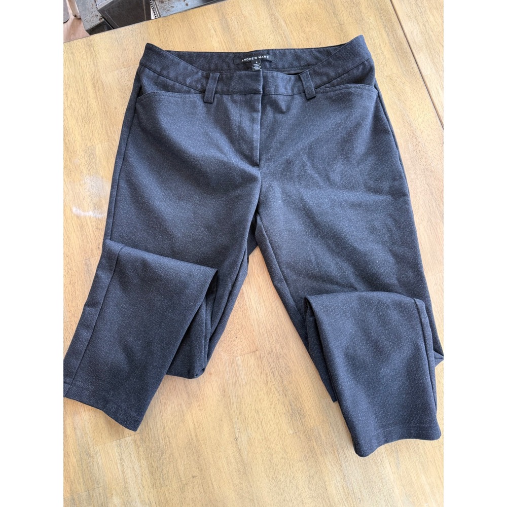 Andrew Marc Womens Charcoal Gray Slim Leg Dress Pants Size 8 Pockets Office Wear